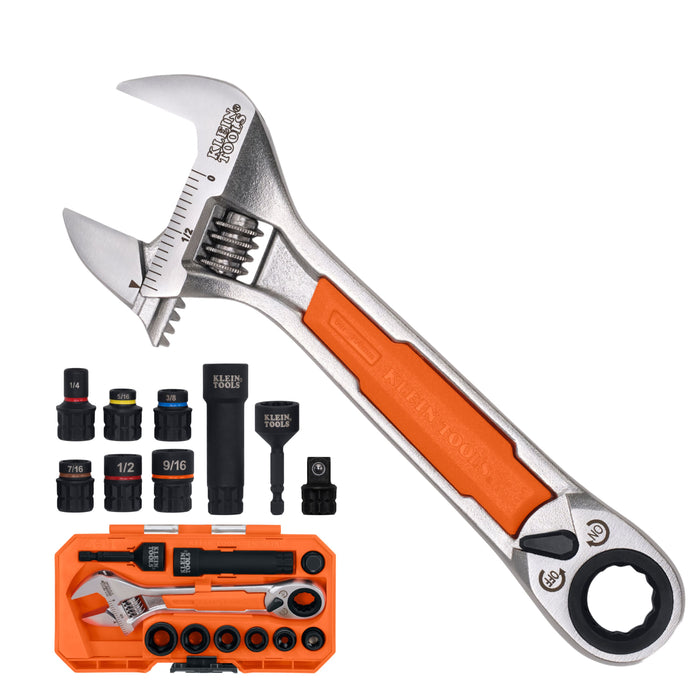 KNECT™ 6-Inch Adjustable Wrench with Pass-Through Ratchet Set, 10-Piece