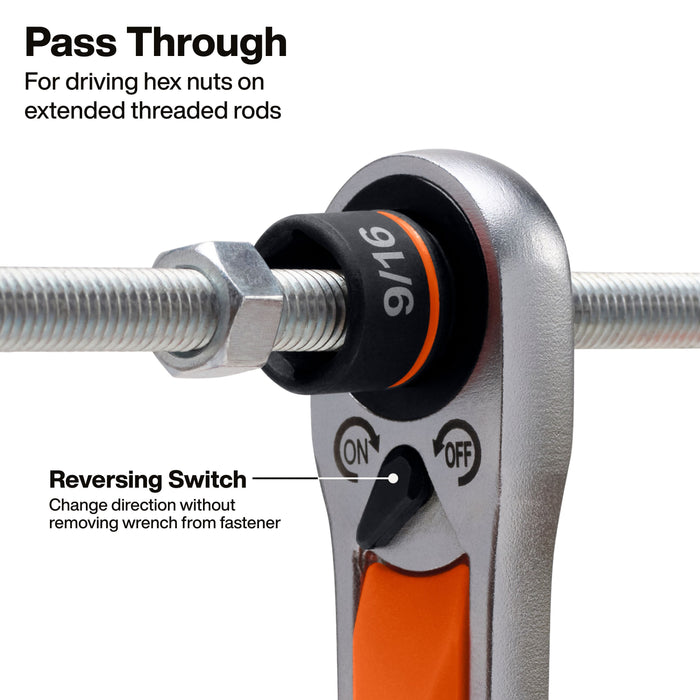 KNECT™ 6-Inch Adjustable Wrench with Pass-Through Ratchet Set, 10-Piece