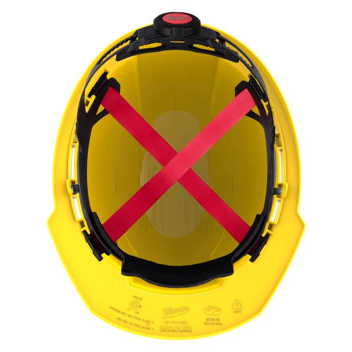 BOLT™ Yellow Front Brim Hard Hat w/4pt Ratcheting Suspension (USA) - Type 1, Class E
