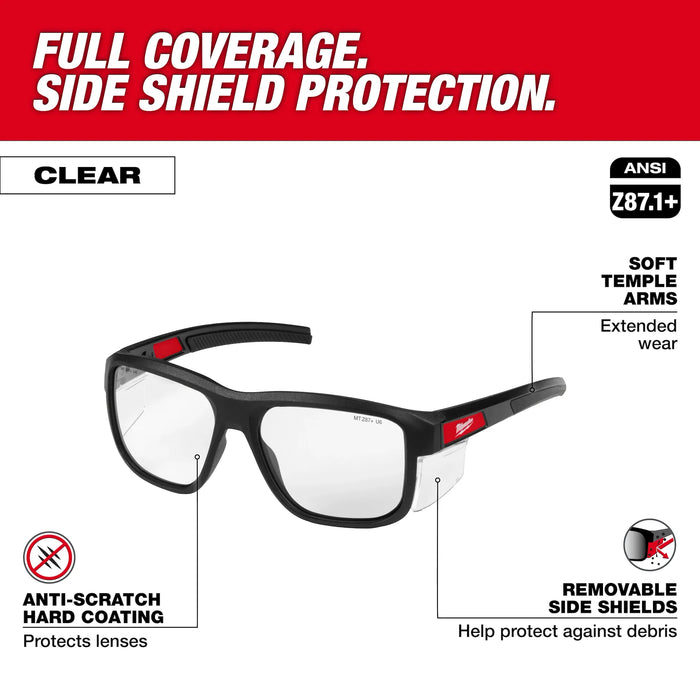 Full Frame Safety Glasses with Removable Side Shields – Clear Anti-Scratch Lenses