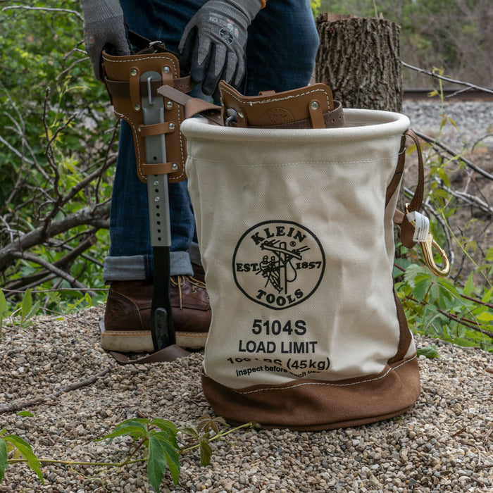 Canvas Bucket with Leather Bottom, 12-Inch