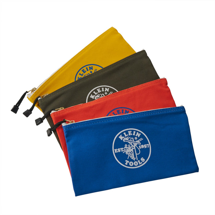 Zipper Bags, Canvas Tool Pouches Olive/Orange/Blue/Yellow, 4-Pack