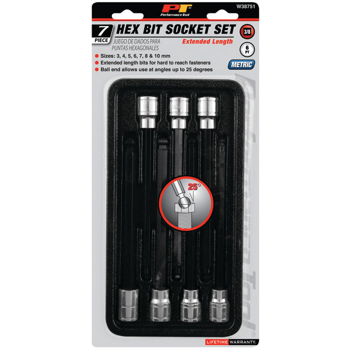 7 pc. 3/8" Dr. Metric Hex Bit Socket Set