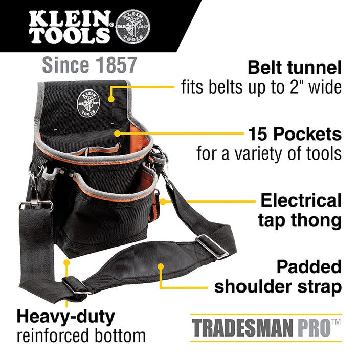 Tradesman Pro™ Tool Pouch, 15 Pockets, 11.5 x 4.5 x 10-Inch