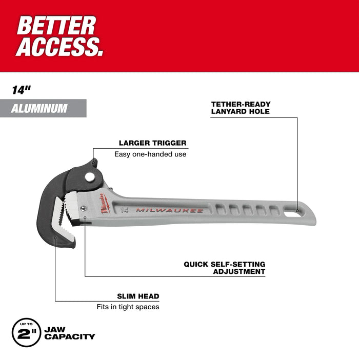 14" Aluminum Self-Adjusting Pipe Wrench