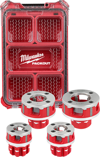 Milwaukee® Compact 1/2"-1-1/4" ALLOY NPT Portable Pipe Threading Forged Aluminum Die Head Kit