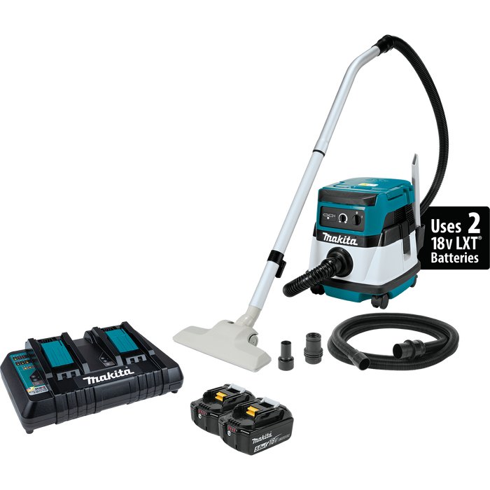 36V (18V X2) LXT®/Corded 2.1 Gallon HEPA Filter Dry Dust Extractor/Vacuum Kit (5.0Ah)
