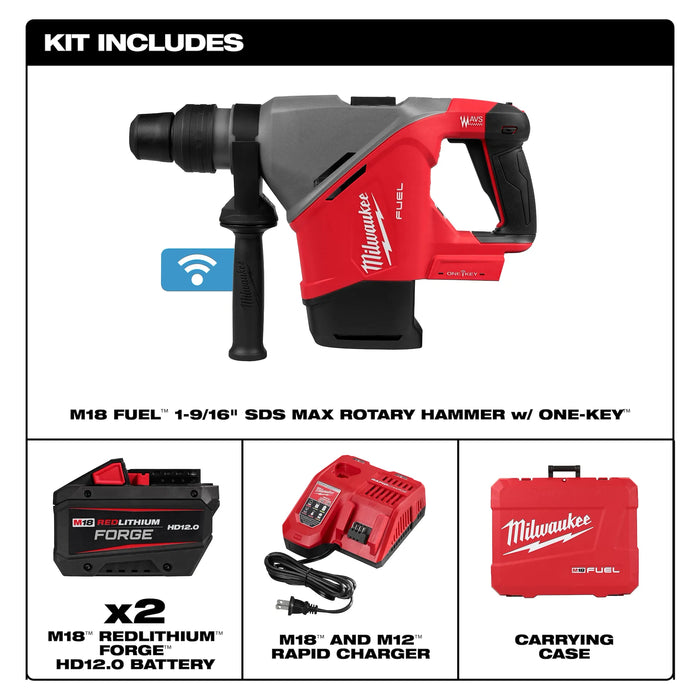 M18 FUEL™ 1-9/16" SDS Max Rotary Hammer Kit w/ ONE KEY™