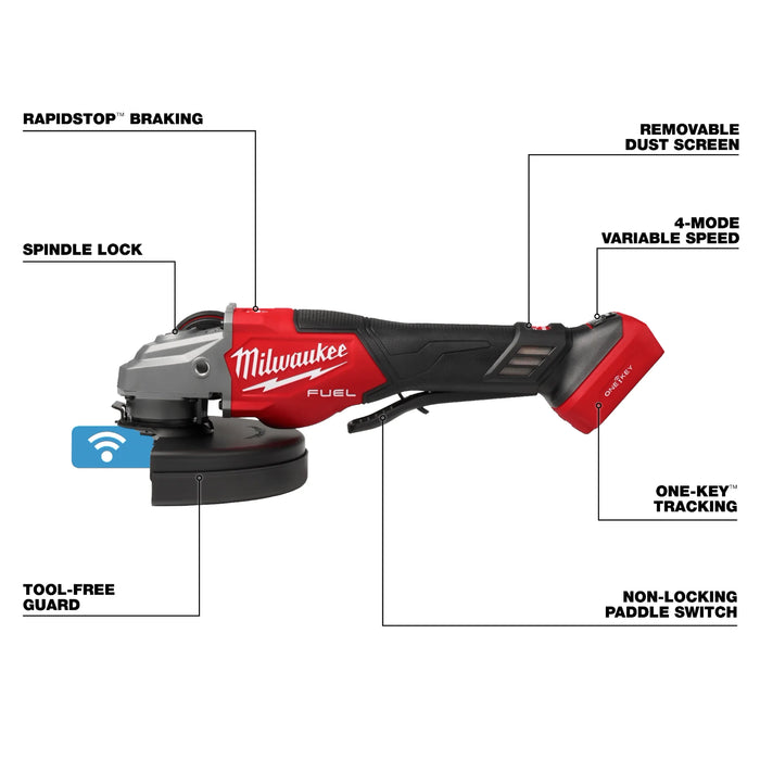M18 FUEL™ 4-1/2"-7" Variable Speed Braking Grinder, Paddle Switch w/ ONE-KEY™