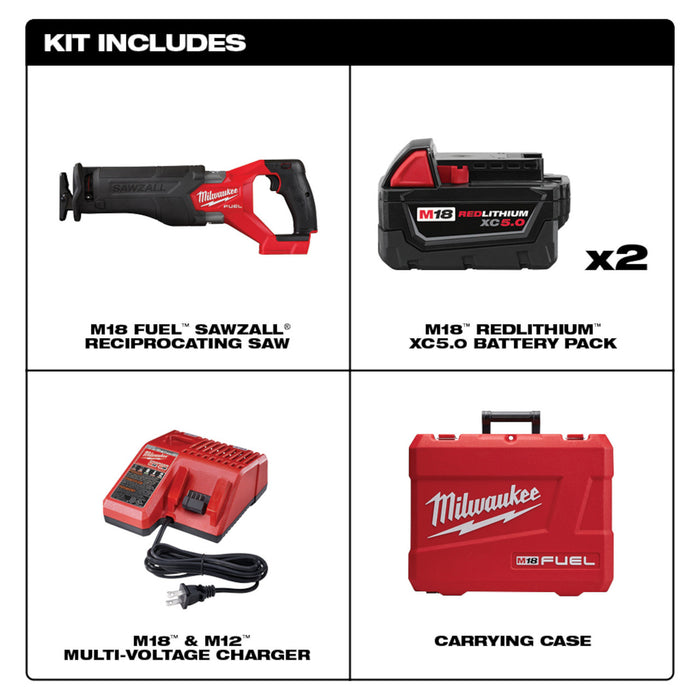 M18 FUEL™ SAWZALL® Reciprocating Saw - 2 Battery XC5.0 Kit