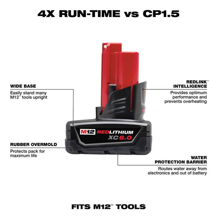 M12™ REDLITHIUM™ XC 6.0Ah Extended Capacity Battery Pack