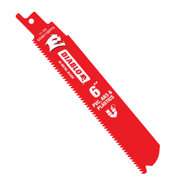6" 11TPI Bi-Metal Reciprocating Saw Blade for PVC, ABS, and Plastics (5-pk)