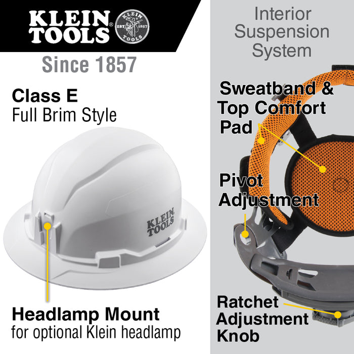 Hard Hat, Non-Vented, Full Brim Style, High Visibility Orange