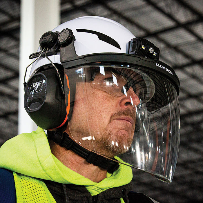 Face Shield, Safety Helmet and Cap-Style Hard Hat, Clear