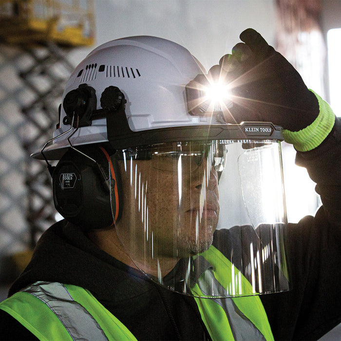 Face Shield, Full Brim Hard Hat, Clear