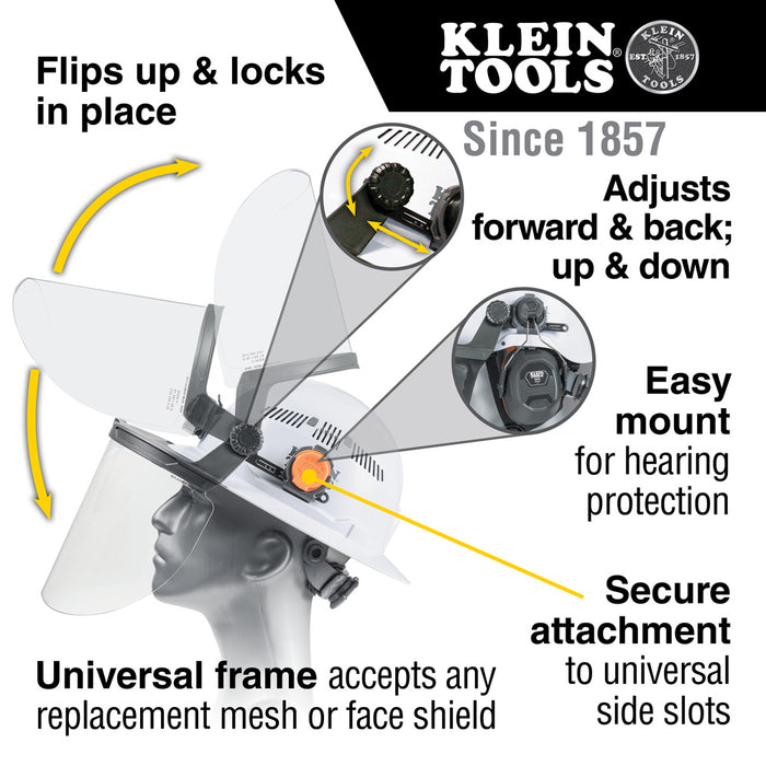 Face Shield, Full Brim Hard Hat, Clear