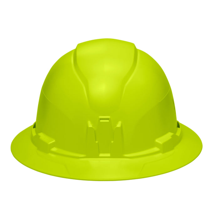 Hard Hat, Non-Vented, Full Brim Style, High Visibility Lime