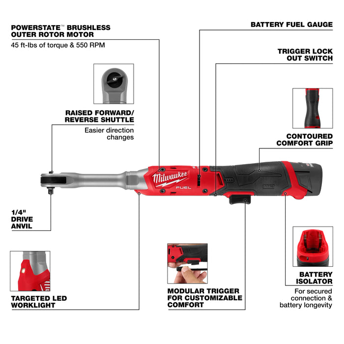 M12 FUEL™ 1/4" Extended Reach Ratchet Kit