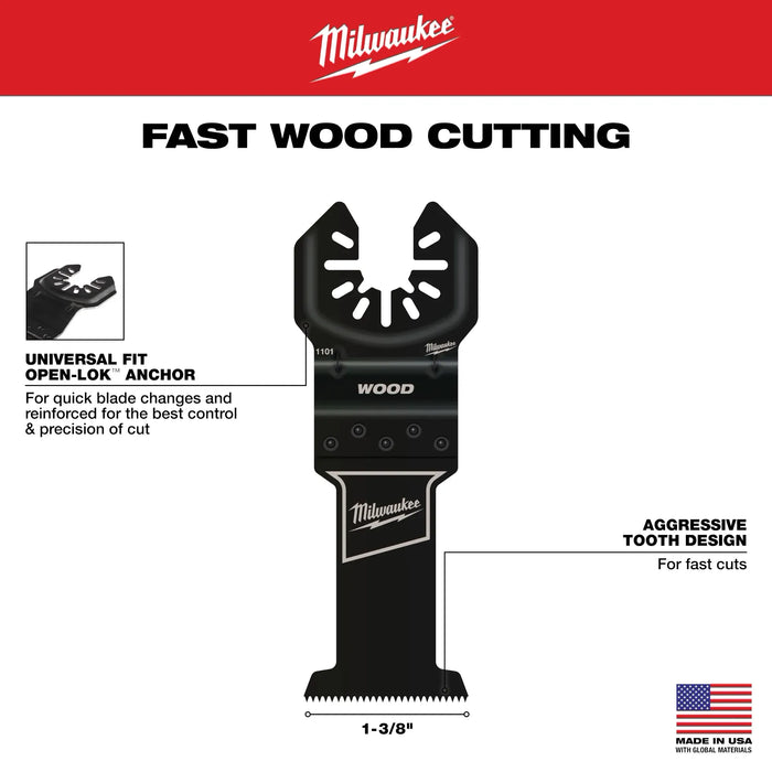 Universal Fit OPEN-LOK™ High Carbon Steel Wood Blades 3 1/2".  1 pk