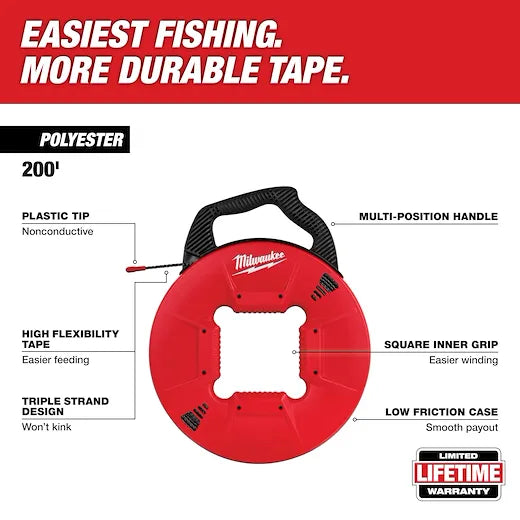 200’ Polyester Fish Tape with Nonconductive Tip