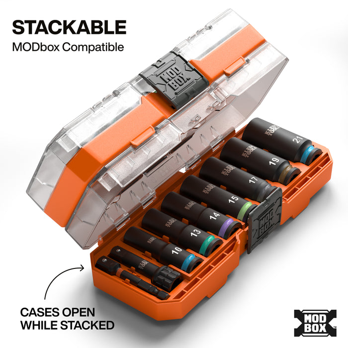 KNECT™ Deep-Well 3/8-Inch Drive Impact Socket Set, Metric, 9-Piece