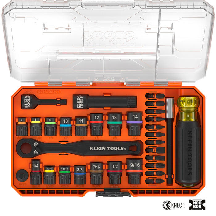 KNECT™ Pass-Through and Impact Socket Set, SAE and Metric, 33-Piece