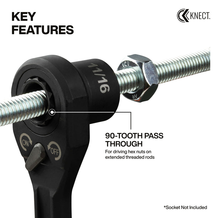 KNECT™ (M) Pass Through Ratchet and 3/8-Inch Drive Socket Adapter Set