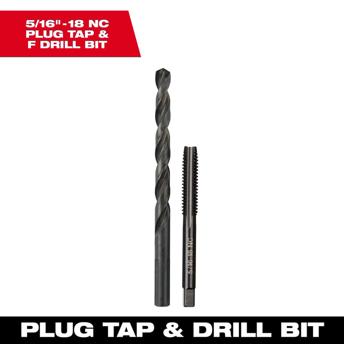 5/16"-18 NC Straight Flute Plug Tap & F Drill Bi