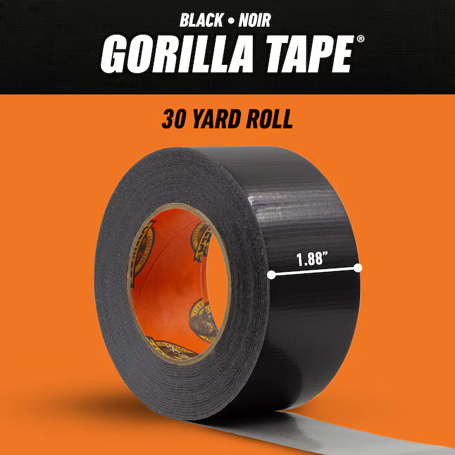 Black Gorilla Tape 1.88 x 30yd Poly Coated Cloth Backing
