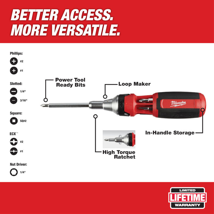 9-in-1 Square Drive Ratcheting Multi-Bit Driver