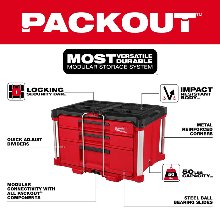 PACKOUT™ Multi-Depth 3-Drawer Tool Box