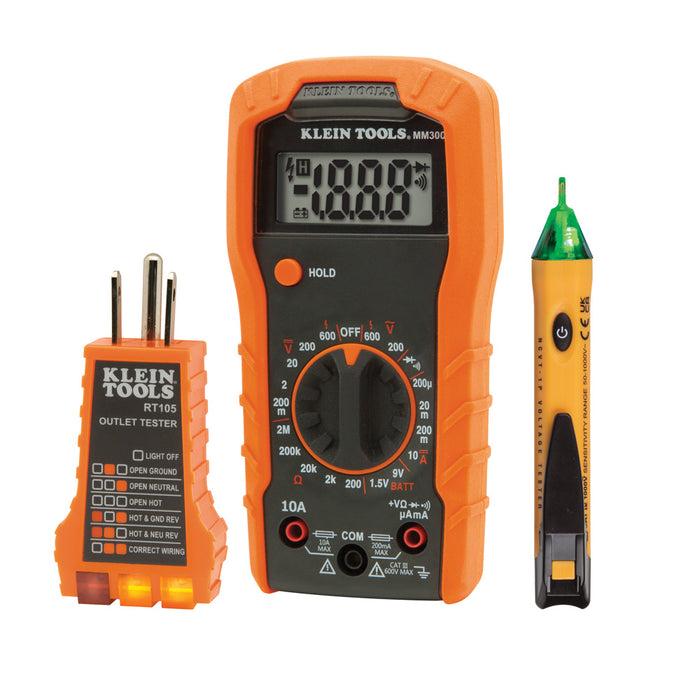 Test Kit with Multimeter, Non-Contact Volt Tester, Receptacle Tester