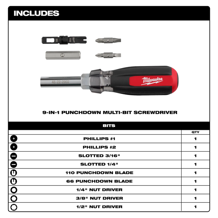 9in1 Punchdown Multi-Bit Screwdriver