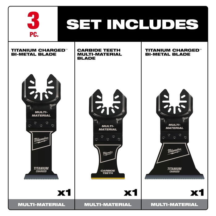 MILWAUKEE® OPEN-LOK™ Multi-Material Multi-Tool Blade Variety Pack 3PC