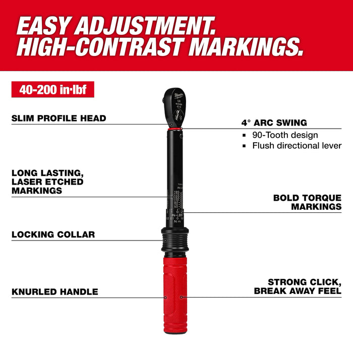 1/4” Drive Click Torque Wrench (40-200 in·lbf)