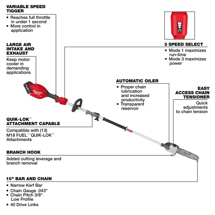 M18 FUEL™ Pole Saw w/ QUIK-LOK™ Kit