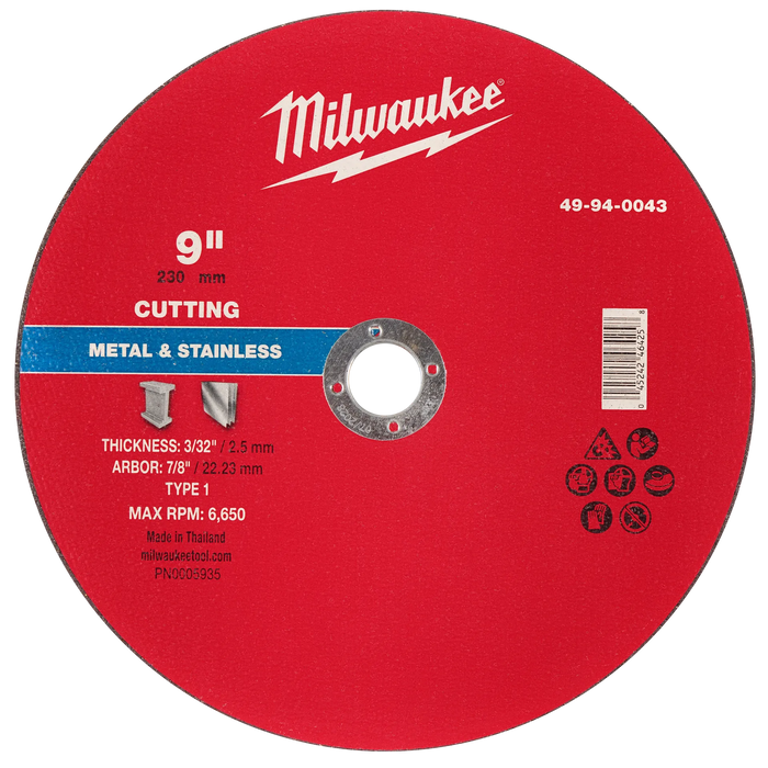 9" x 3/32" x 7/8" Metal Cut Off Wheel -Type 1