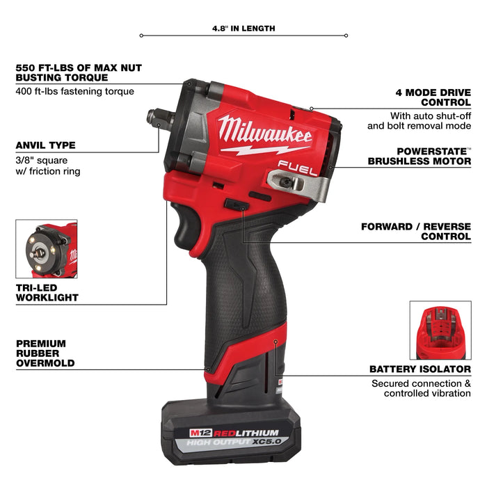 M12 FUEL™ Stubby 3/8" Impact Wrench Kit