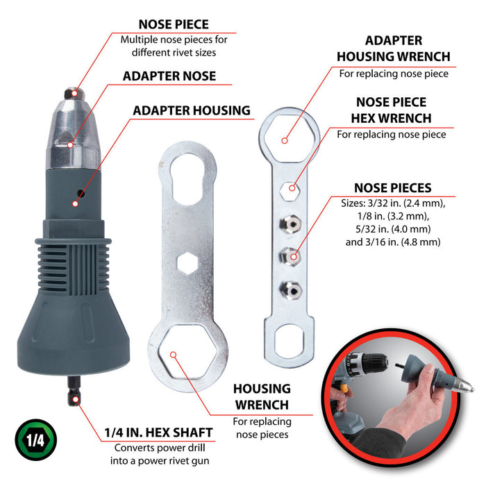 Rivet Gun Drill Adapter