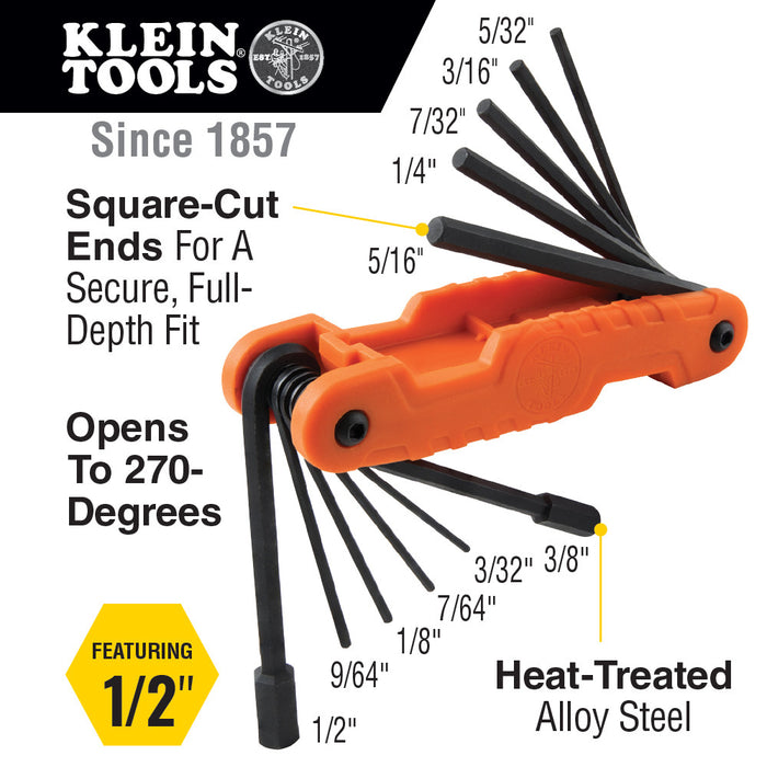 Pro Folding Hex Key Set, 11-Key, SAE Sizes