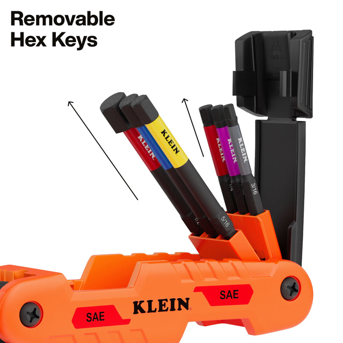 Extended Reach Impact Folding Hex Key Set, SAE