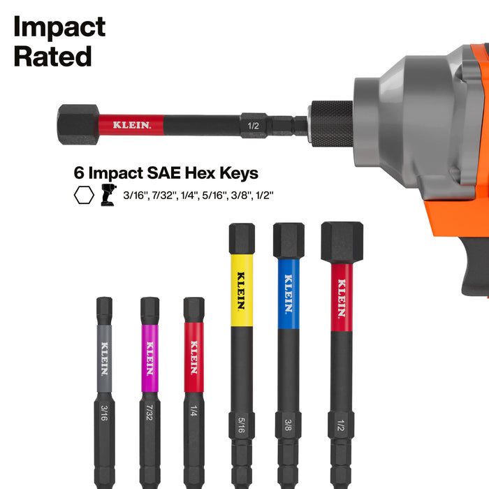 Extended Reach Impact Folding Hex Key Set, SAE