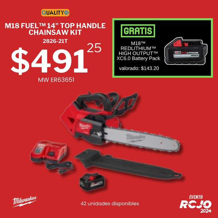 M18 FUEL™ 14" Top Handle Chainsaw Kit [free M18™ REDLITHIUM™ HIGH OUTPUT™ HD6.0 Battery Pack ]*