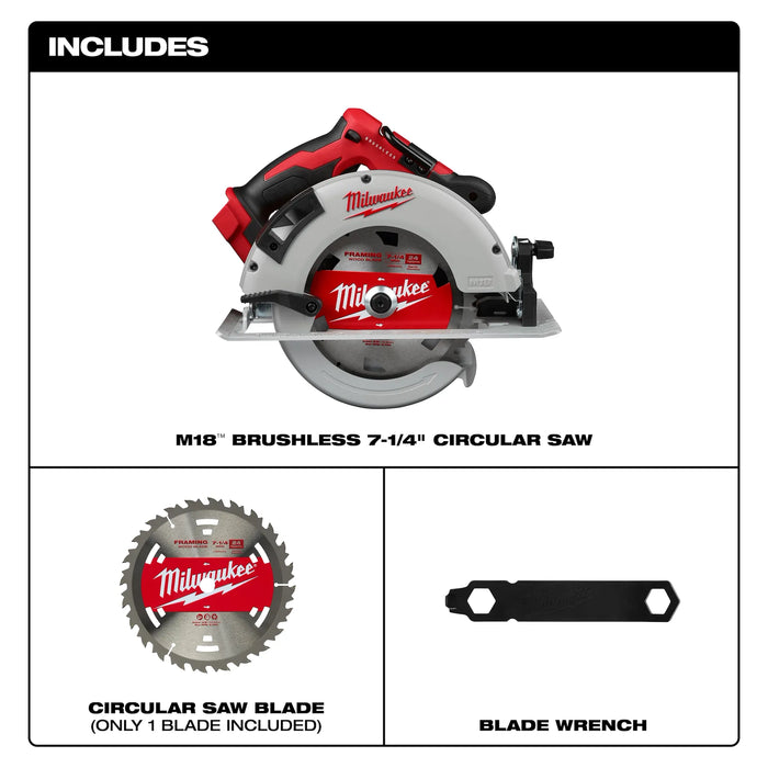 M18™ Brushless 7-1/4 in. Circular Saw + M18™ REDLITHIUM™ XC 5.0Ah Battery and Charger Starter Kit