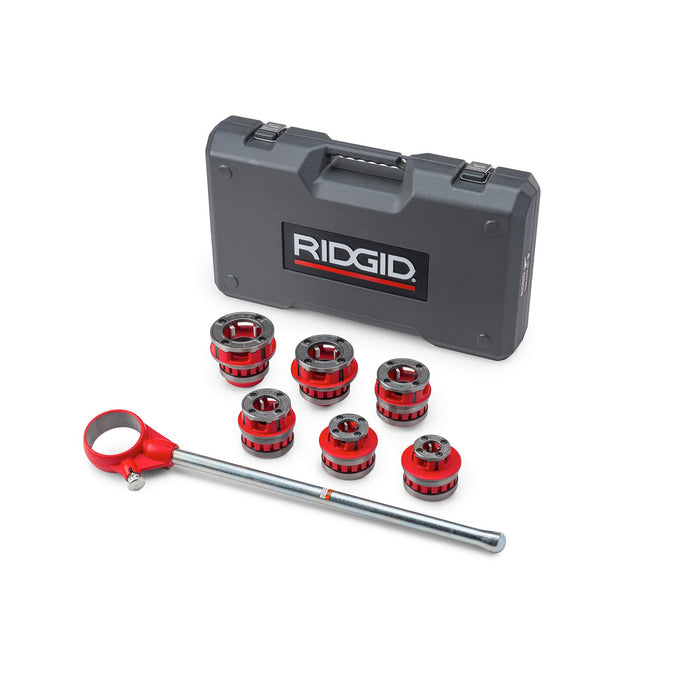 1/2 in. to 2 in. 12-R Manual Exposed Ratchet NPT Pipe Threading Set (6 Die Heads, Alloy Dies, Ratchet/Handle + Case)