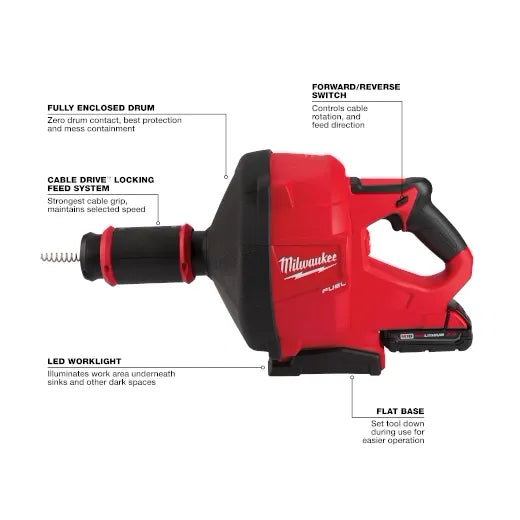 M18 FUEL™ Drain Snake w/ CABLE DRIVE™ with 5/16” Cable