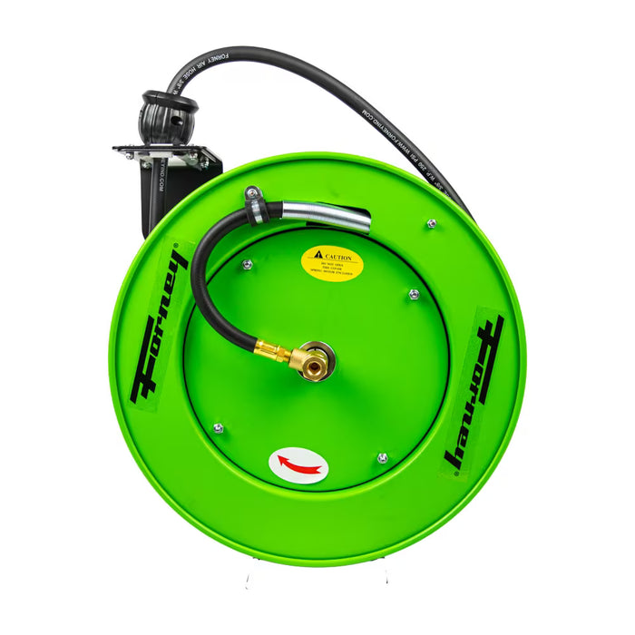 Forney 75462 Air Hose Reel, 3/8 in Hose, 50 ft L Hose, Auto-Retractable Winding, Steel
