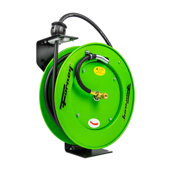 Forney 75462 Air Hose Reel, 3/8 in Hose, 50 ft L Hose, Auto-Retractable Winding, Steel