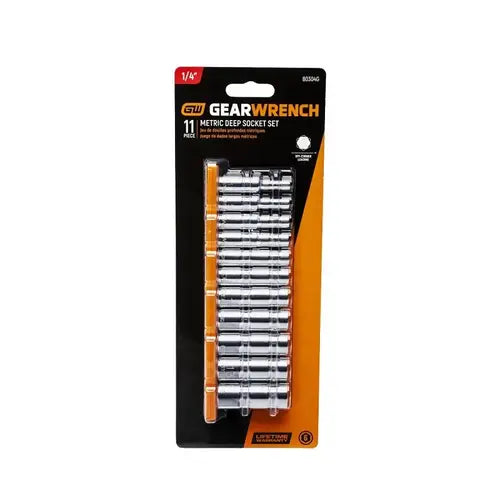 GearWrench 11 Piece 1/4" Drive 6 Point Deep Metric Socket Set