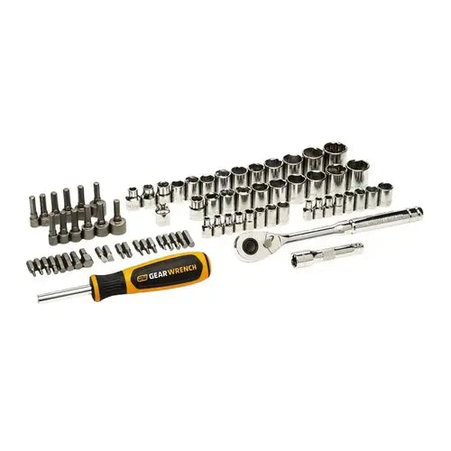 GearWrench 75 Piece 1/4” & 3/8” Drive 72-Tooth 6 Point SAE/MM Mechanics Hand Tool Set